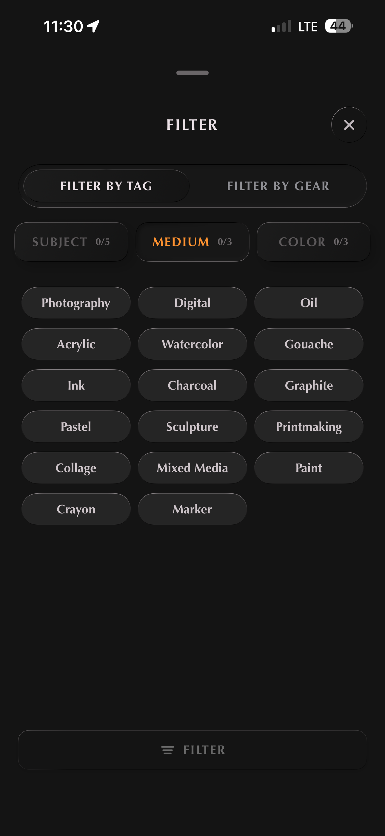 Filtering by medium