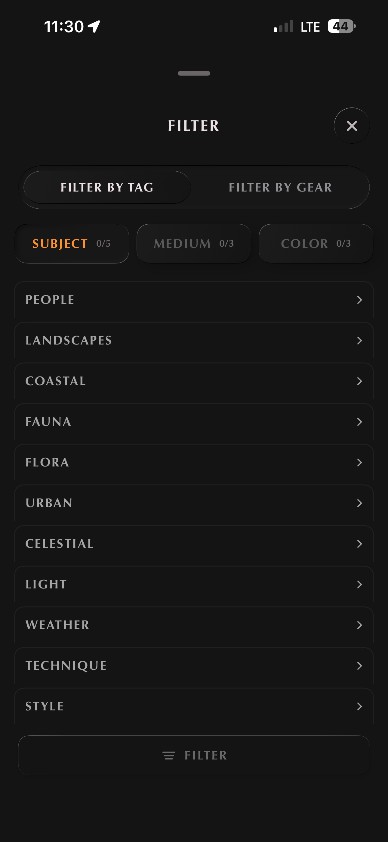 Filtering by tags and subjects