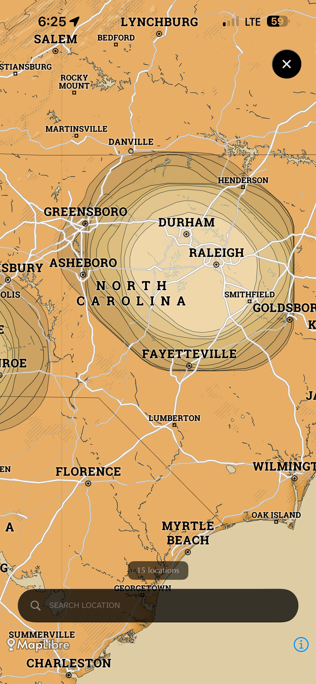 Map zoomed in on a single neighborhood
